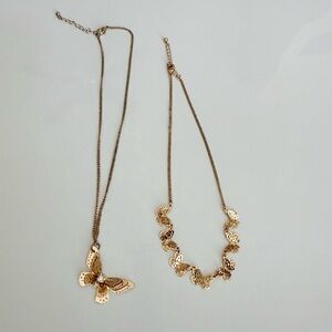 💖SALE 3x$15  2 Gold Butterfly Necklace Set